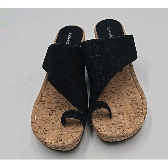 NEW Donald Pliner Gyer 10 Wedge Distressed Leather Black Metallic Sandal - Picture 4 of 12